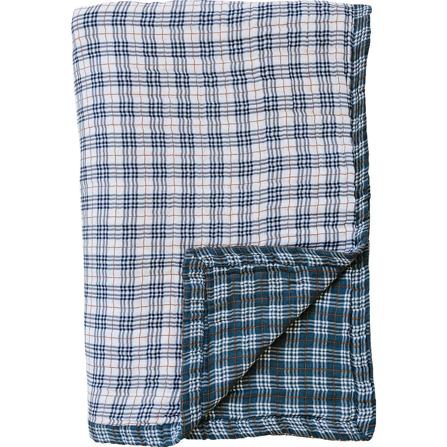 Muslin Twin Quilt | Vintage & Navy Plaid