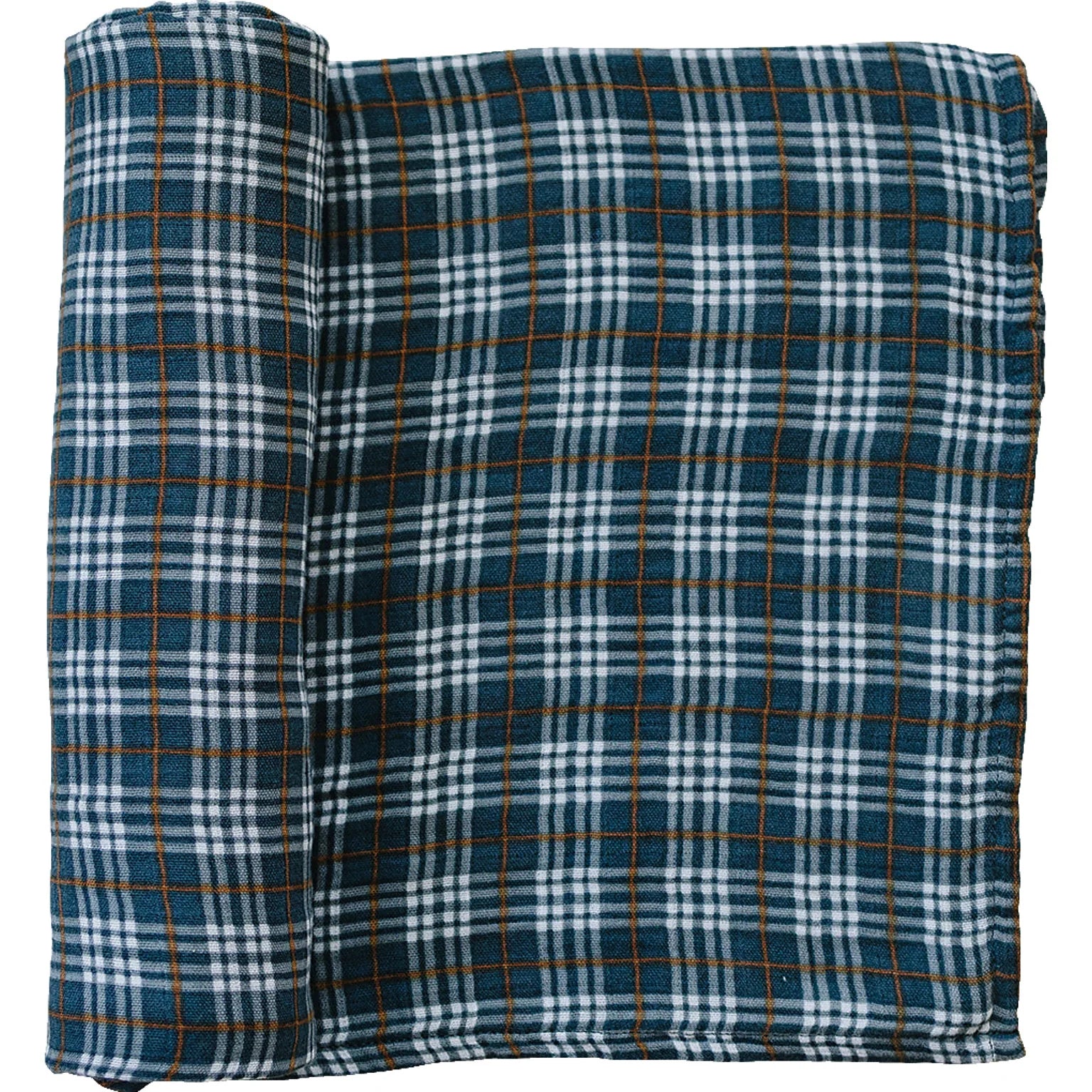 Muslin Swaddle Blanket | Navy Plaid