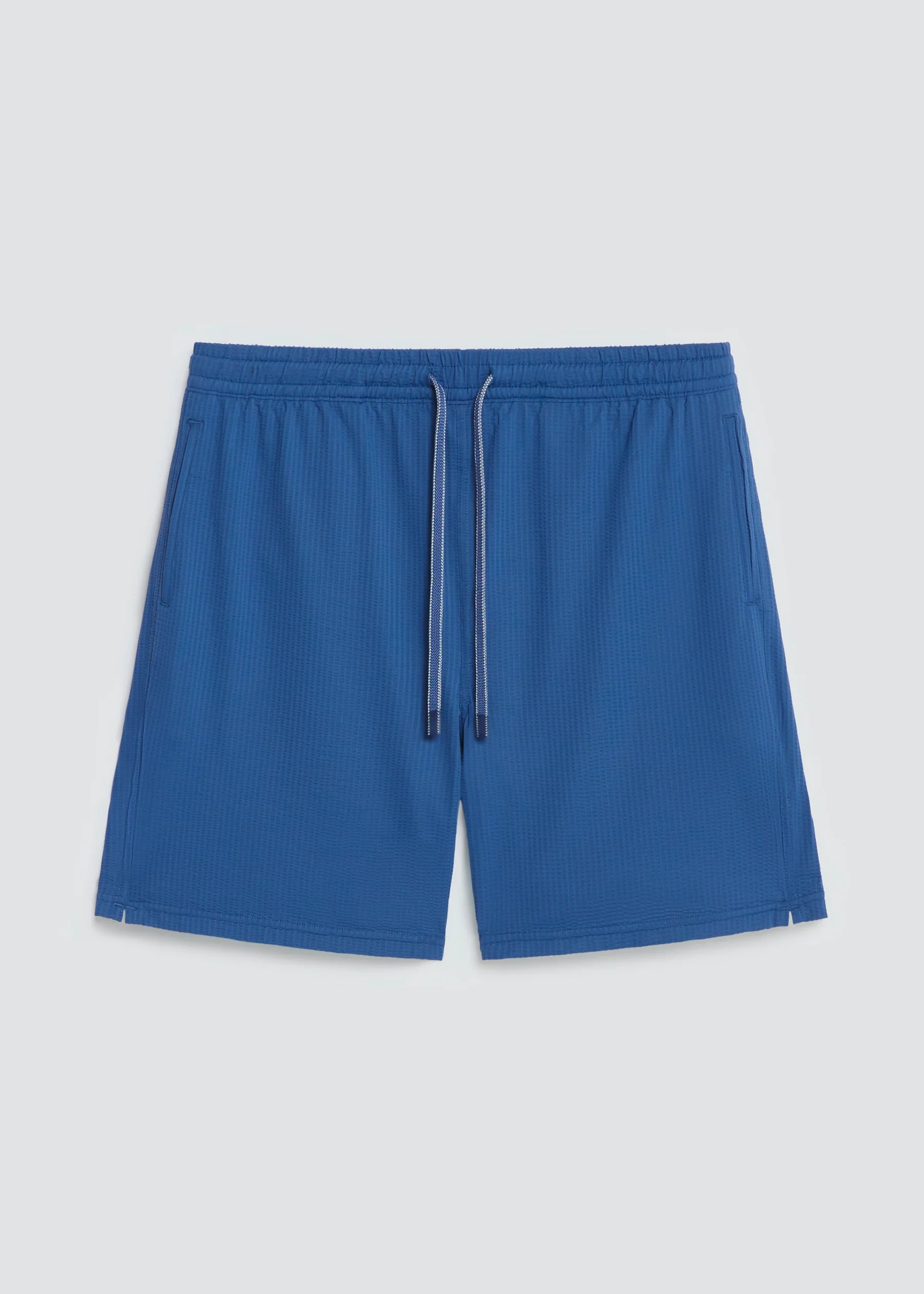 Sutherland Seersucker Stretch Swim Trunk | Island Blue