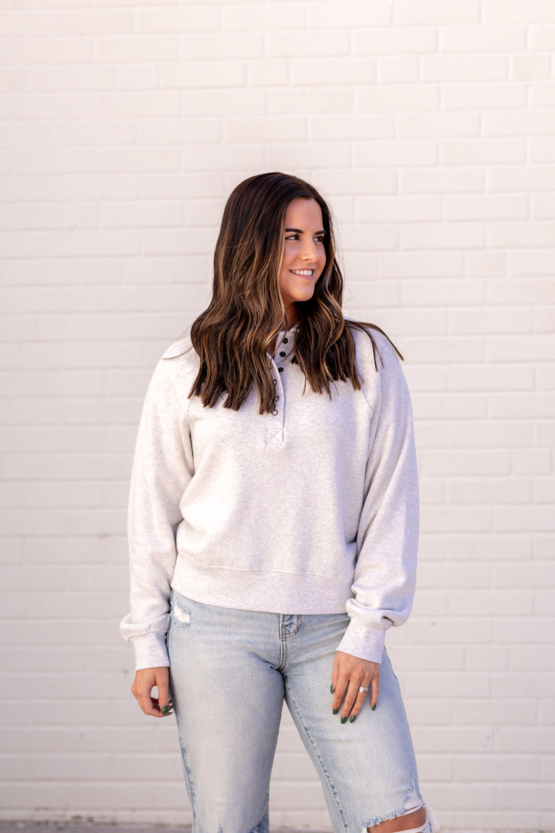 Women's Half Button Sweatshirt Top