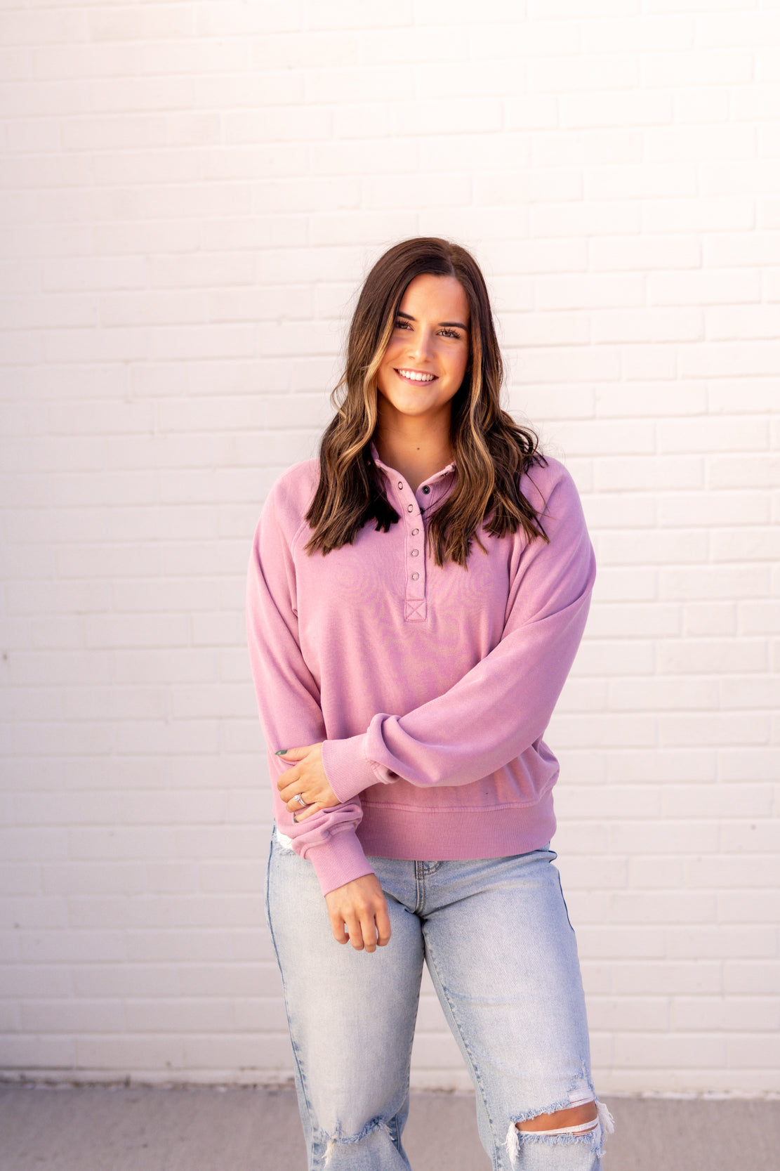 Women's Half Button Sweatshirt Top