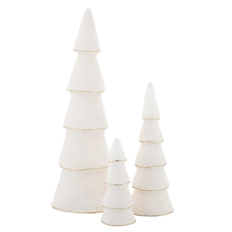 R0103 Papermache Tree Set of 3 | Ivory