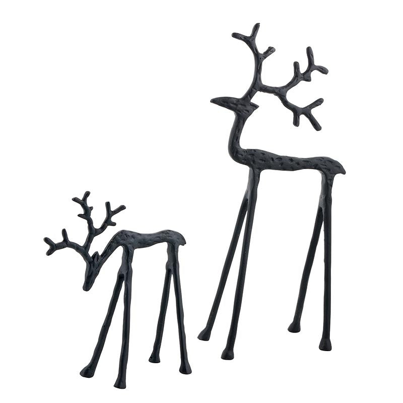 R0949 Black Iron Deer Set of 2