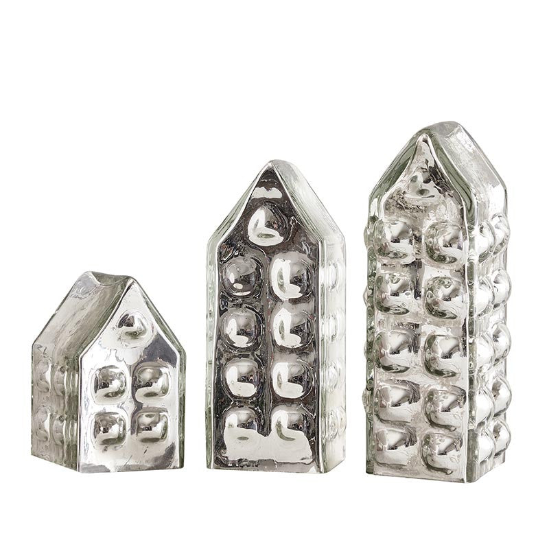 R5687 Set of 3 Mercury Glass Houses
