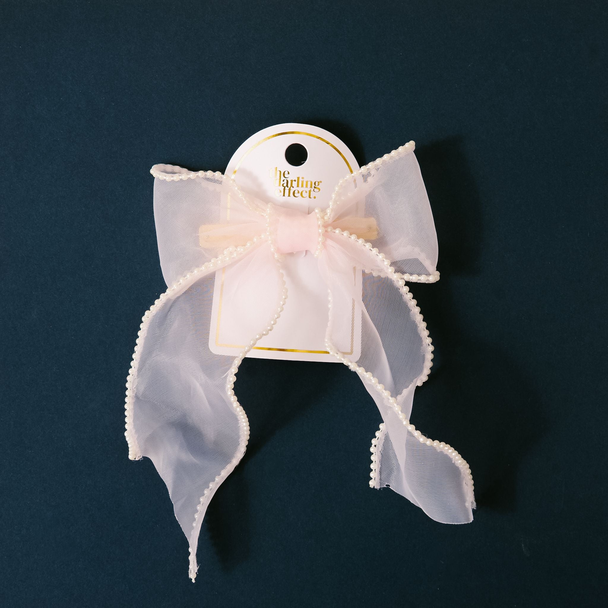 Sheer Pearl Hair Bow | Blush