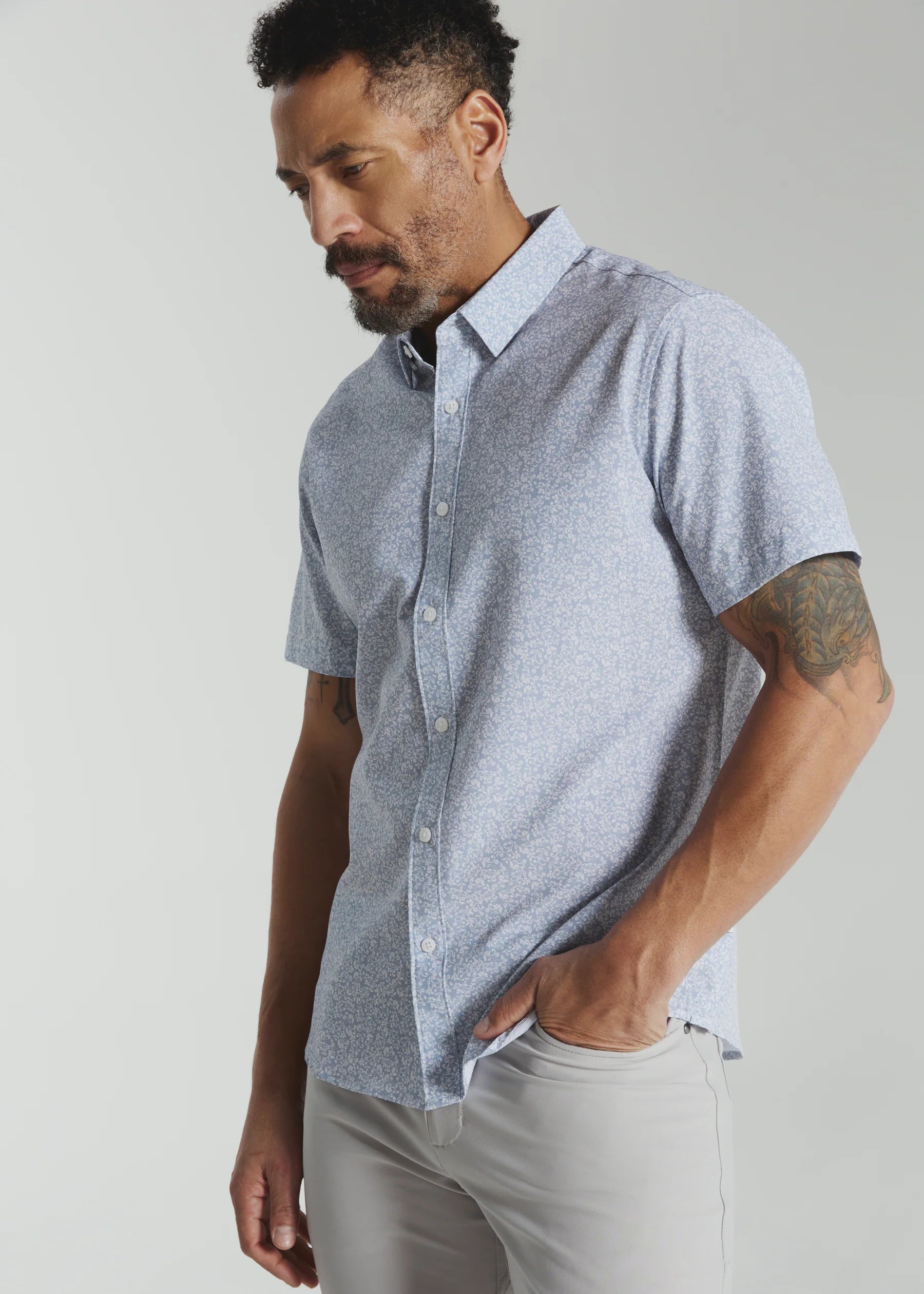 Olivier Short Sleeve Shirt | Stone Blue