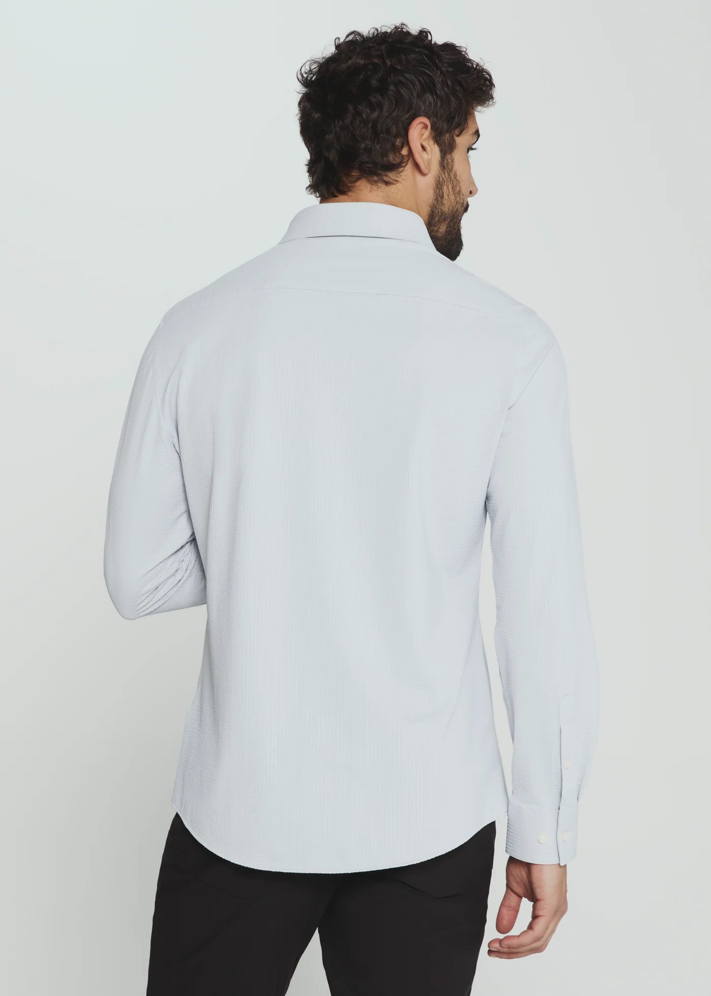 Ferris Seersucker Stretch Long Sleeve Shirt | Platinum