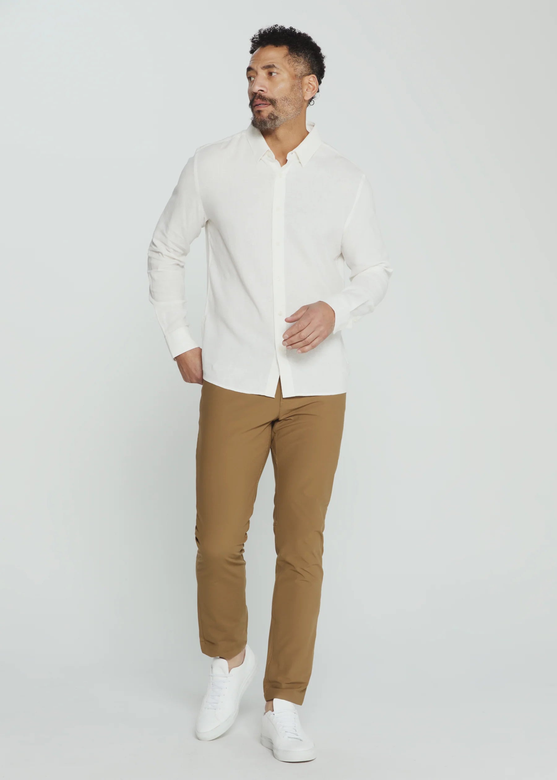 Oasis Linen Long Sleeve Shirt | White