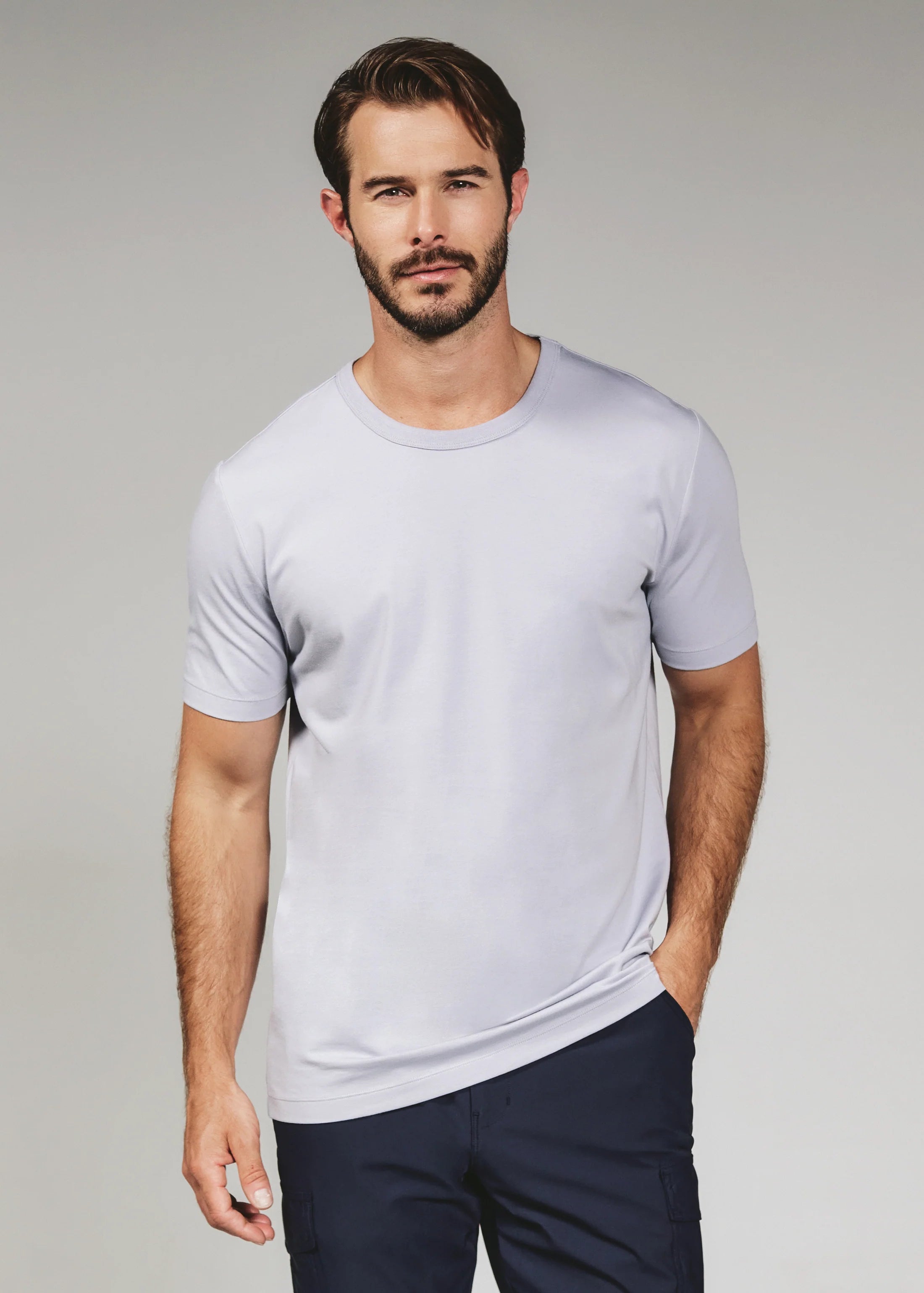 Modal Crew Neck Tee | Mist Grey