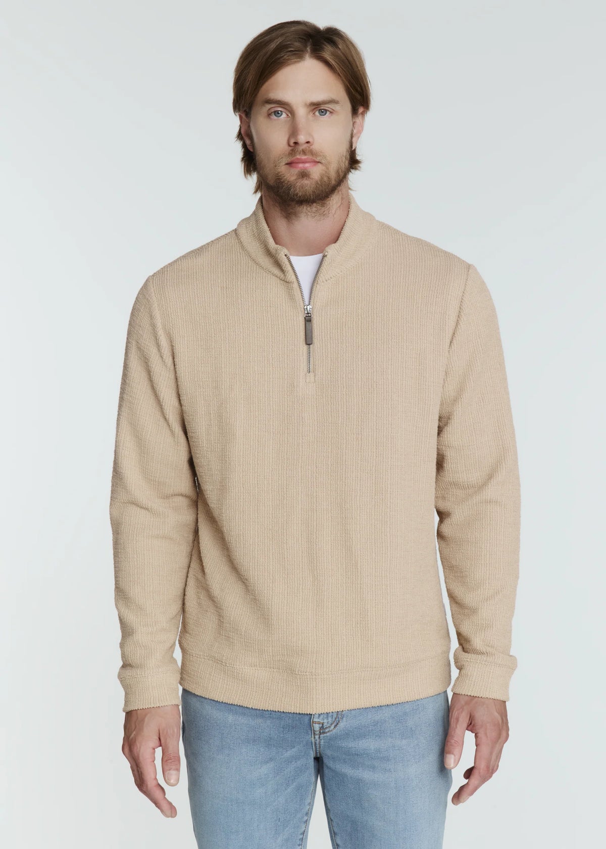 Monterey Textured Quarter Zip Pullover | Tan