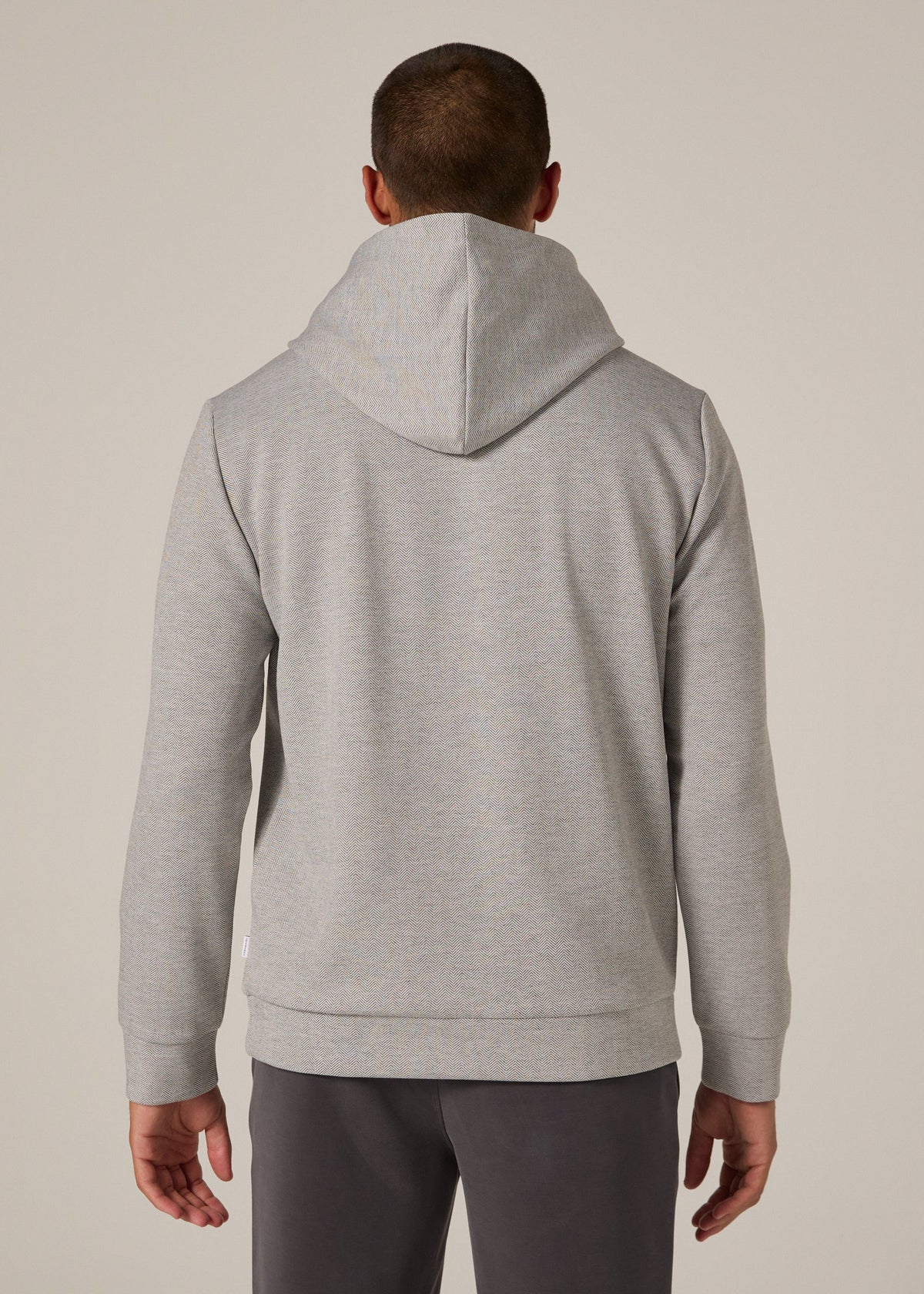 Roarke Herringbone Hoodie | Light Grey