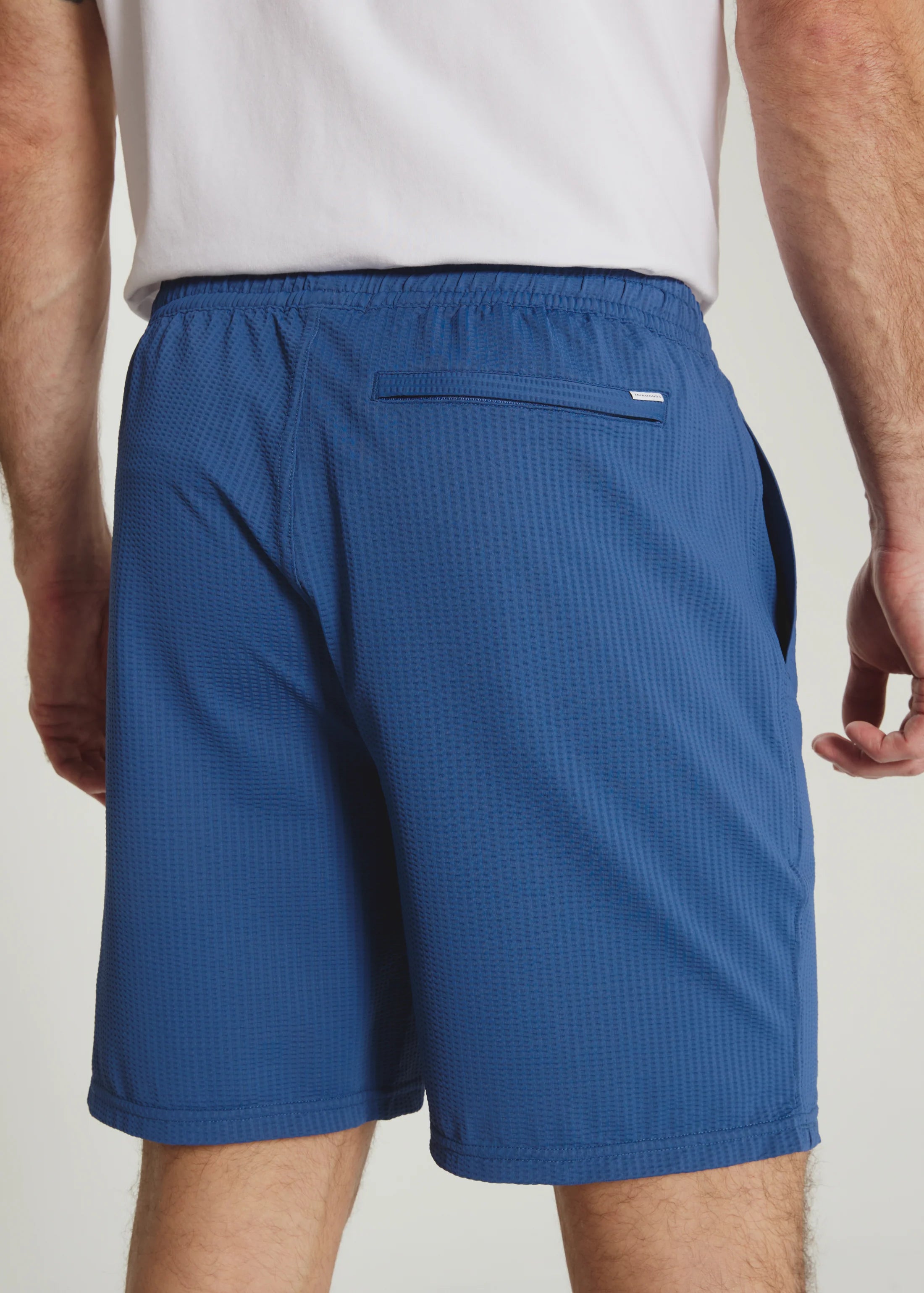 Sutherland Seersucker Stretch Swim Trunk | Island Blue