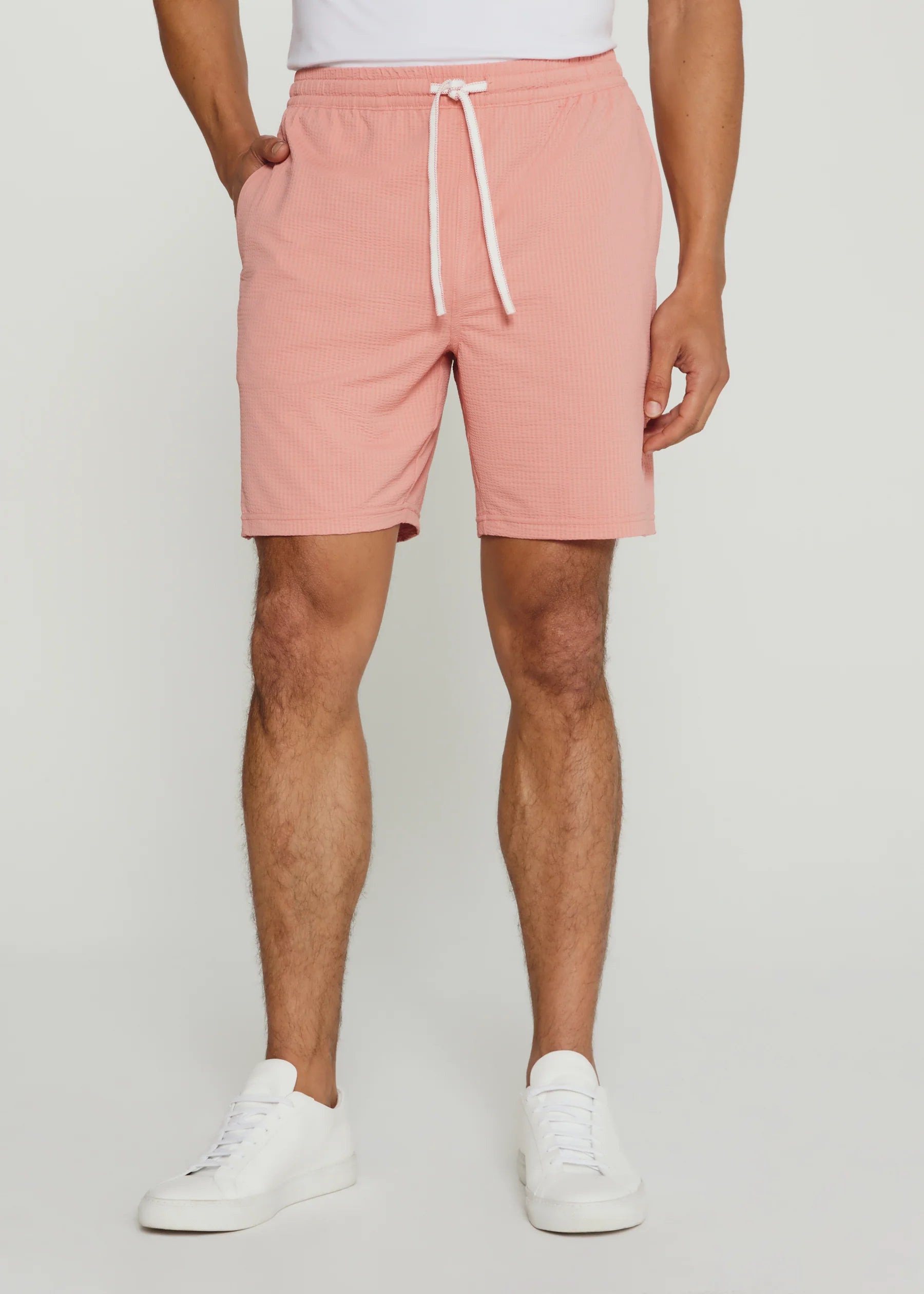 Sutherland Seersucker Stretch Swim Trunk | Poppy