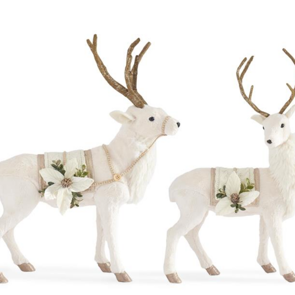 55237A Set of 2 Cream Deer