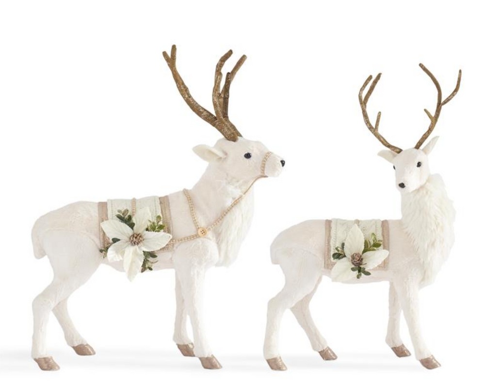 55237A Set of 2 Cream Deer