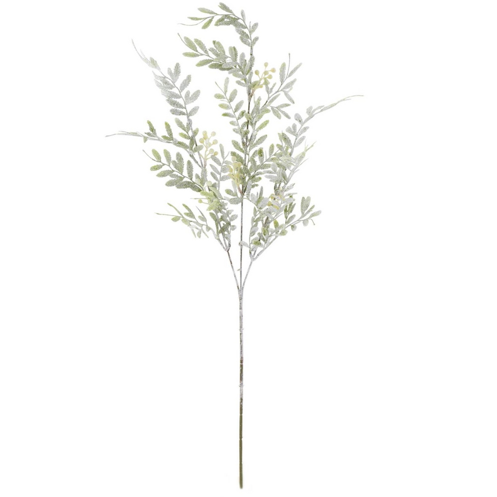 53831A 31" Snowy Feather Leaf Berry Stem