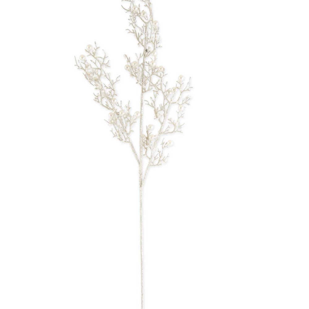 54241A 27" Champ Glittered Twig Stem Pearls