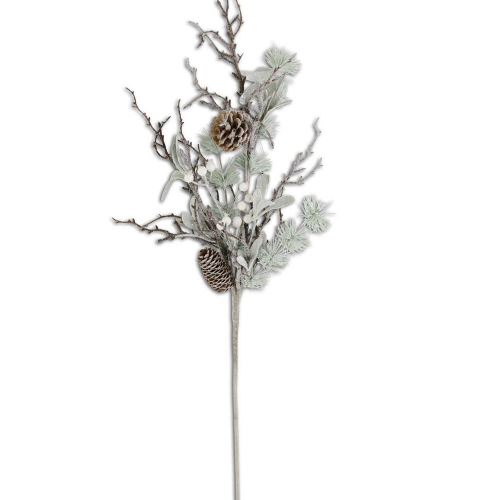 54307A 32" Glittered Twig Pincecone Berries