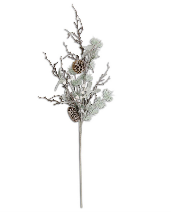 54307A 32" Glittered Twig Pincecone Berries