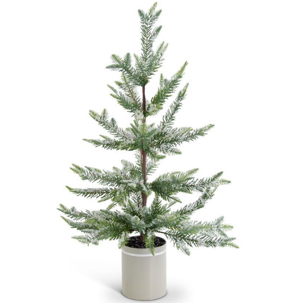 54331A 22" Snowy Pine Tree Metal Pot