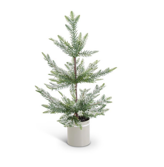 54331B 28" Snowy Pine Tree Metal Pot