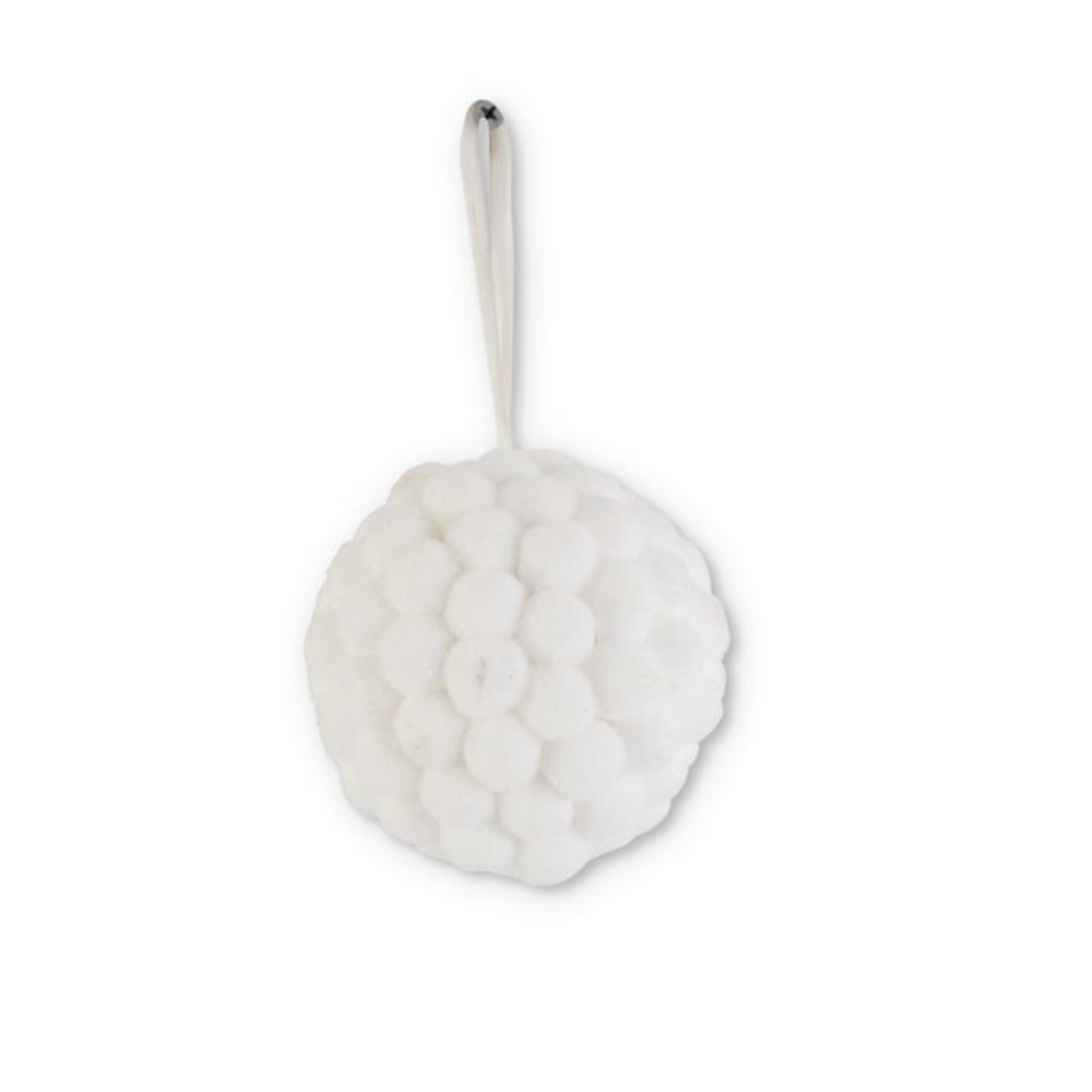 54442A 4" White PomPom Ball Ornament