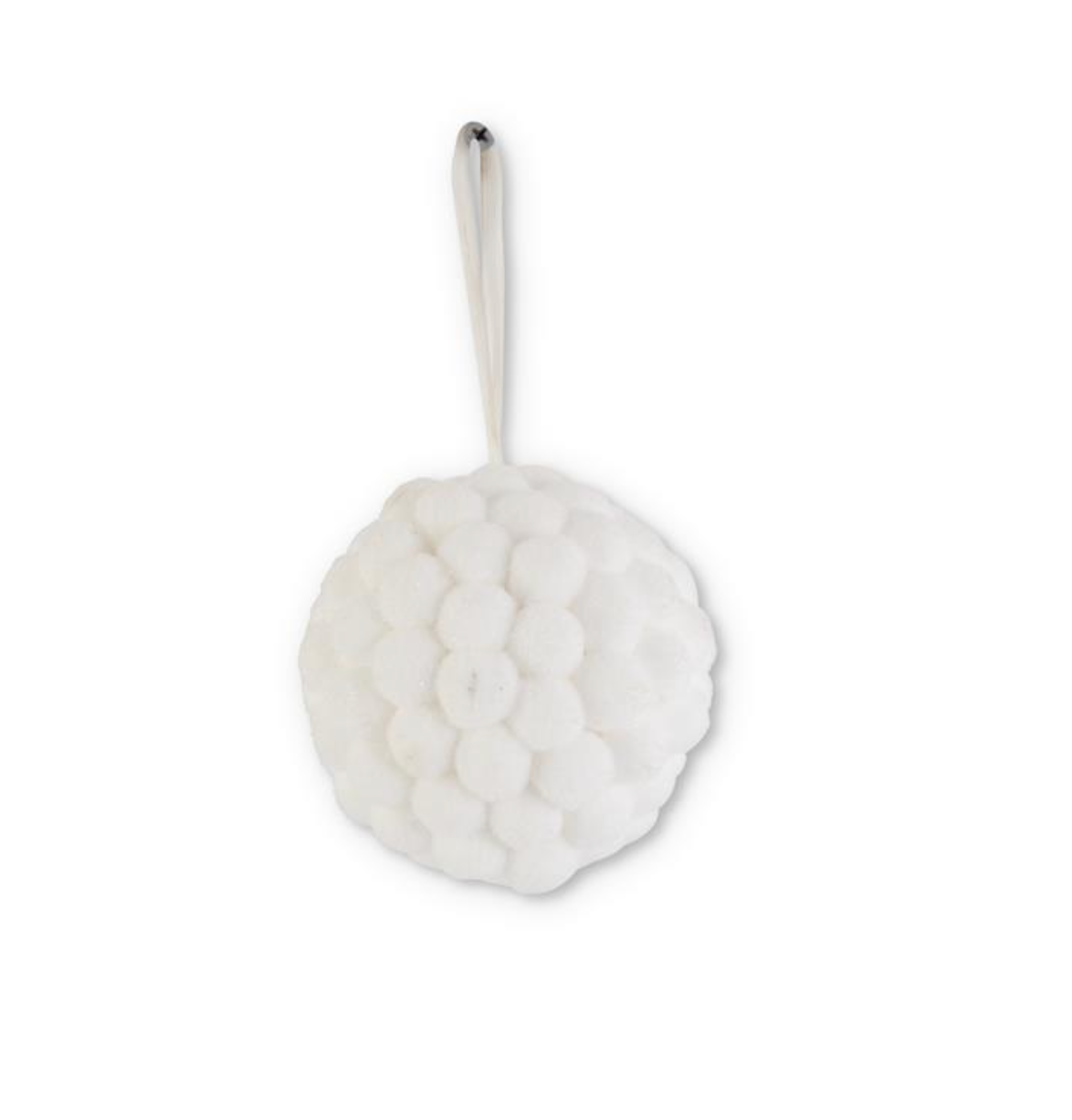 54442A 4" White PomPom Ball Ornament