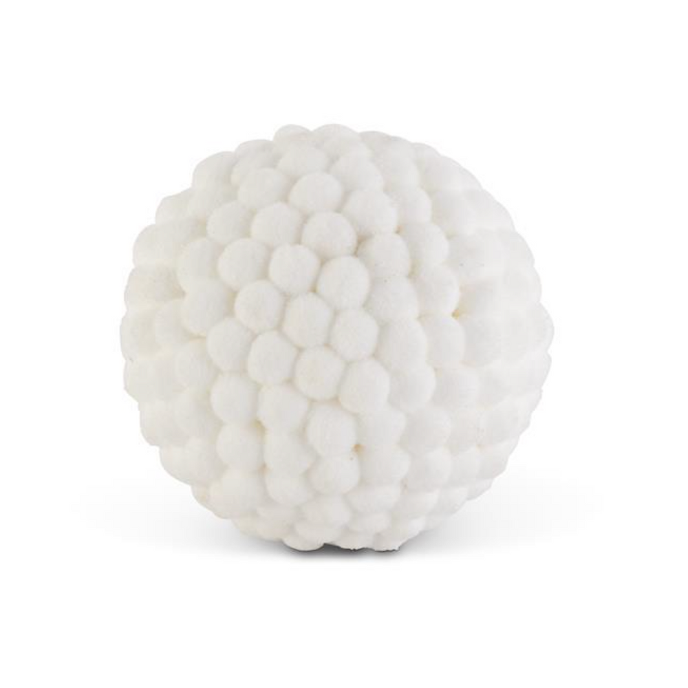 54442B 6" White PomPom Ball Ornament