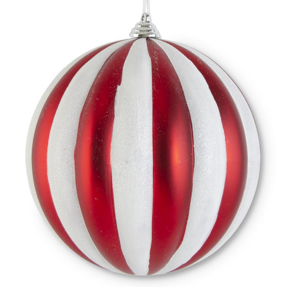 54789C-RDWH 8" Red/Wte Striped Ornament