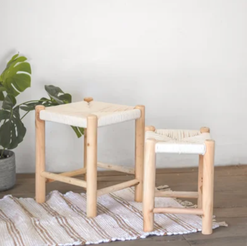 Cotton Rope Woven Stool Set