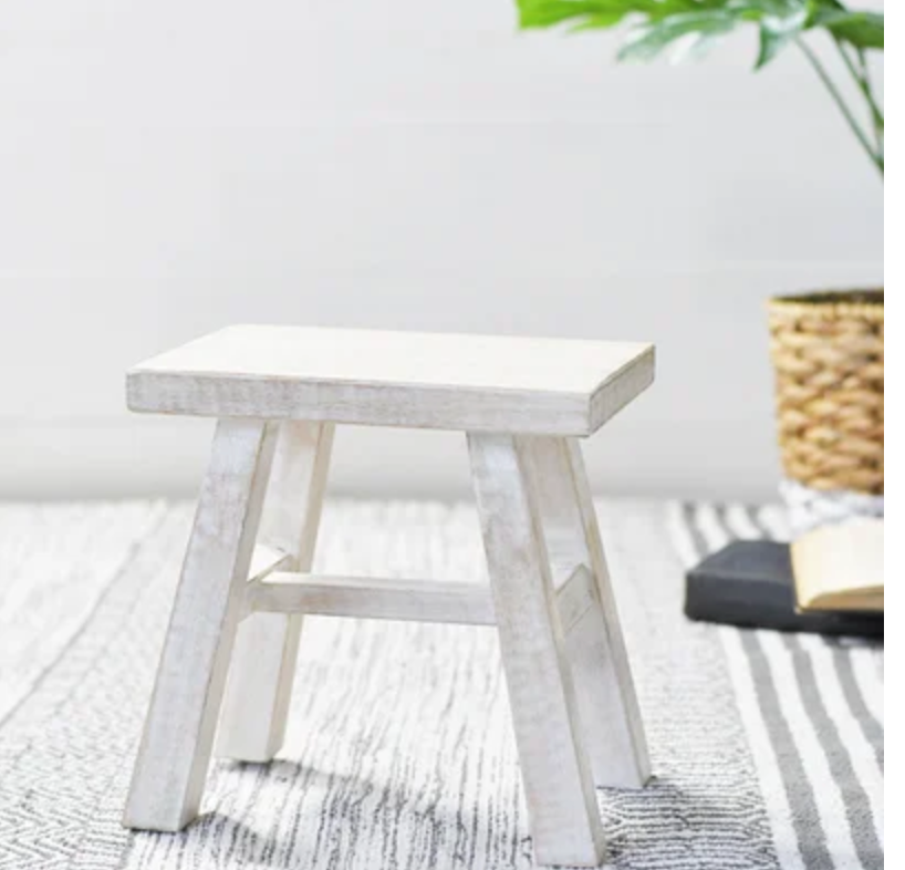 10" White Wash Plant Stand