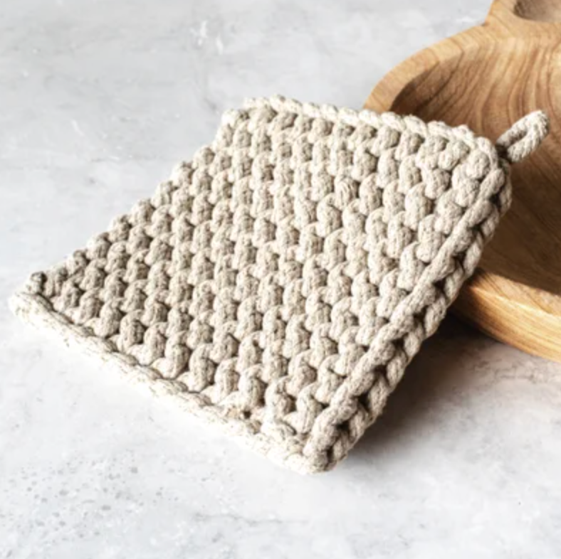 Knit Pot Holder | Olive