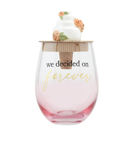 We Decided Engaged Wine Glass