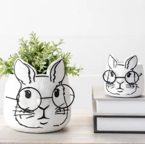 Set of 2 Eyeglass Bunny Planters