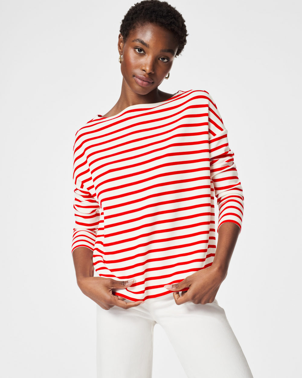 Spanx Airessentials Boat Neck Tee | Red Stripe