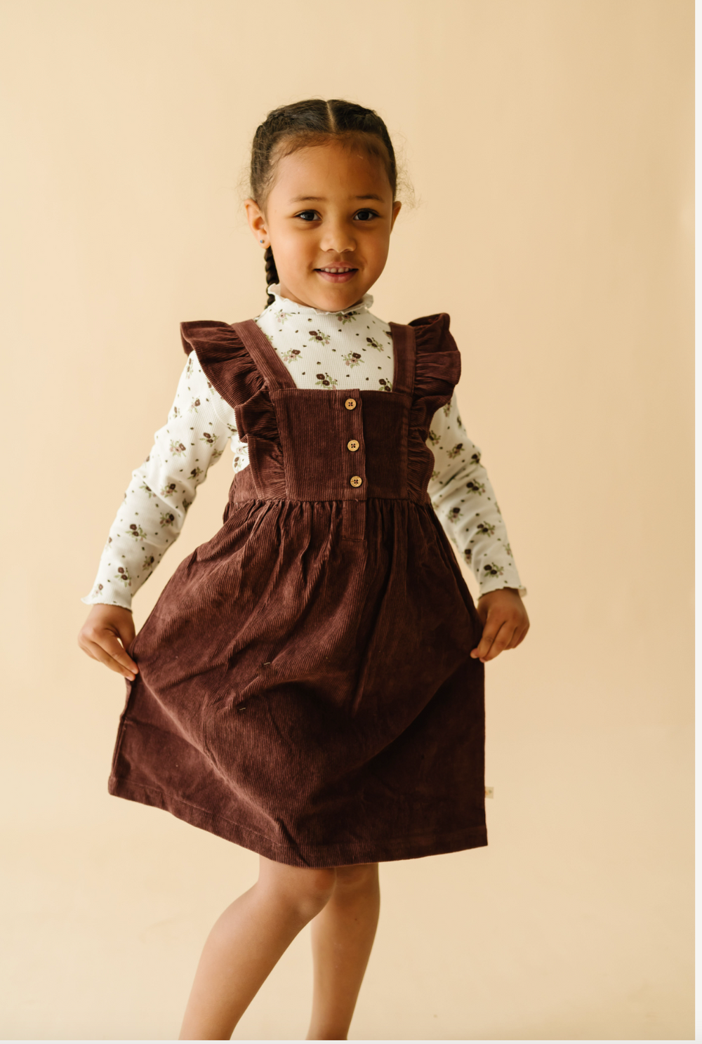 Organic Corduroy Ruffle Dress | Plum