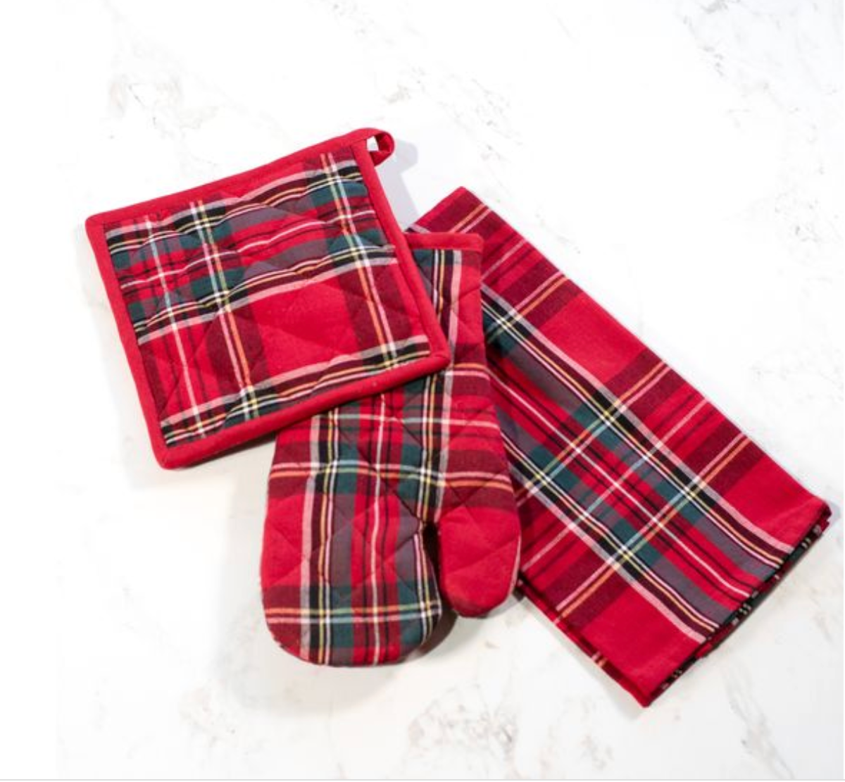 PDBX25-25BX 3Pc. Tartan Plaid Mit, Towel & Potholder