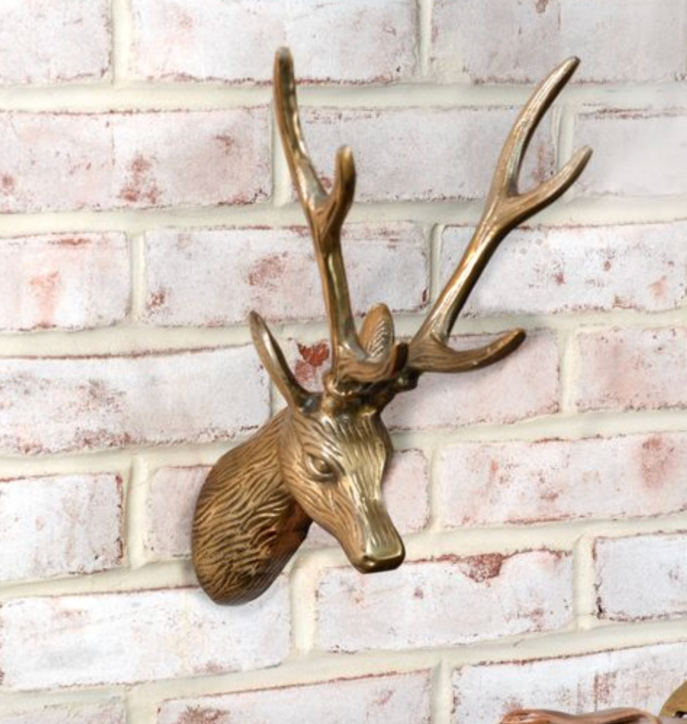 PDWI25-03WI 15" Gold Deer Head Wall Hanger
