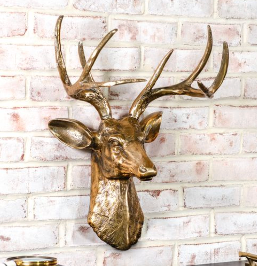 PDWI25-02WI 21.6" Gold Deer Head Wall Hanger