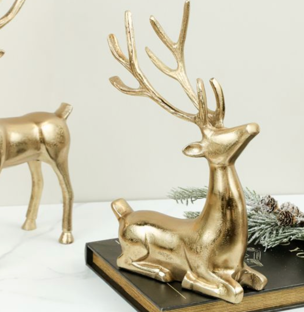 PDSON23-09 14" Gold Resting Deer