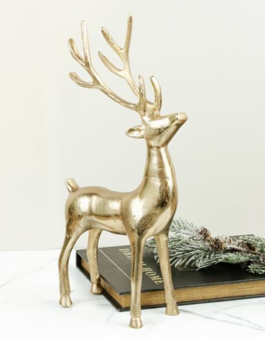 PDSON23-08 18.5" Gold Standing Reindeer