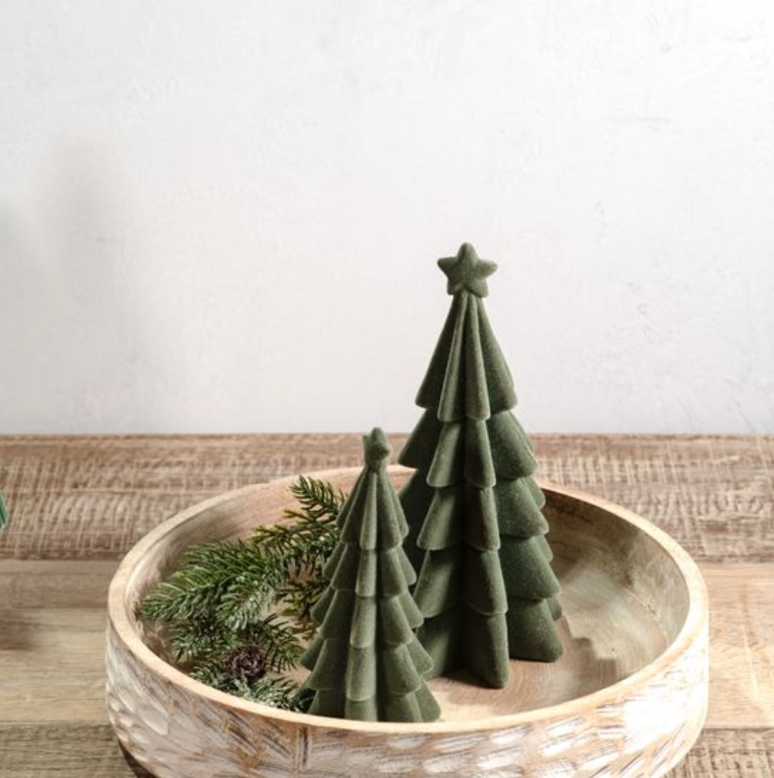 PDOU25-44OU Set of 2 Green Velvet Trees