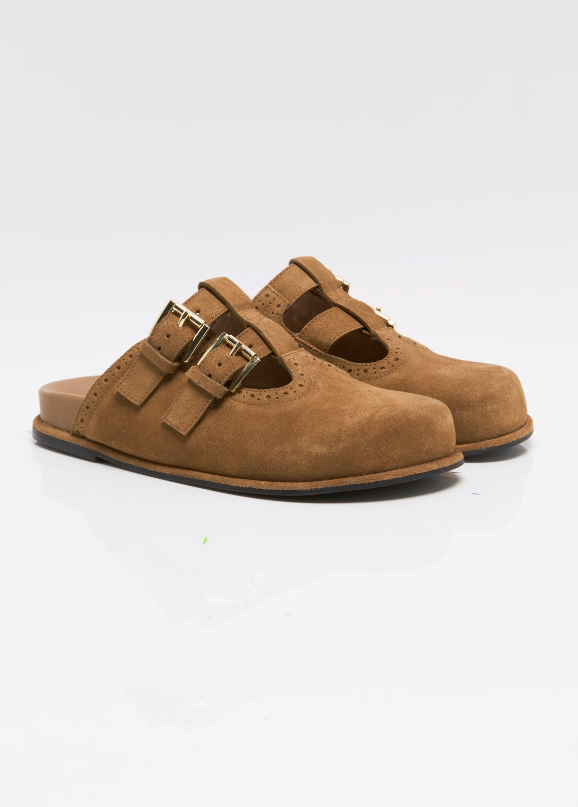 Shoreditch Buckle Mule | Camel Suede