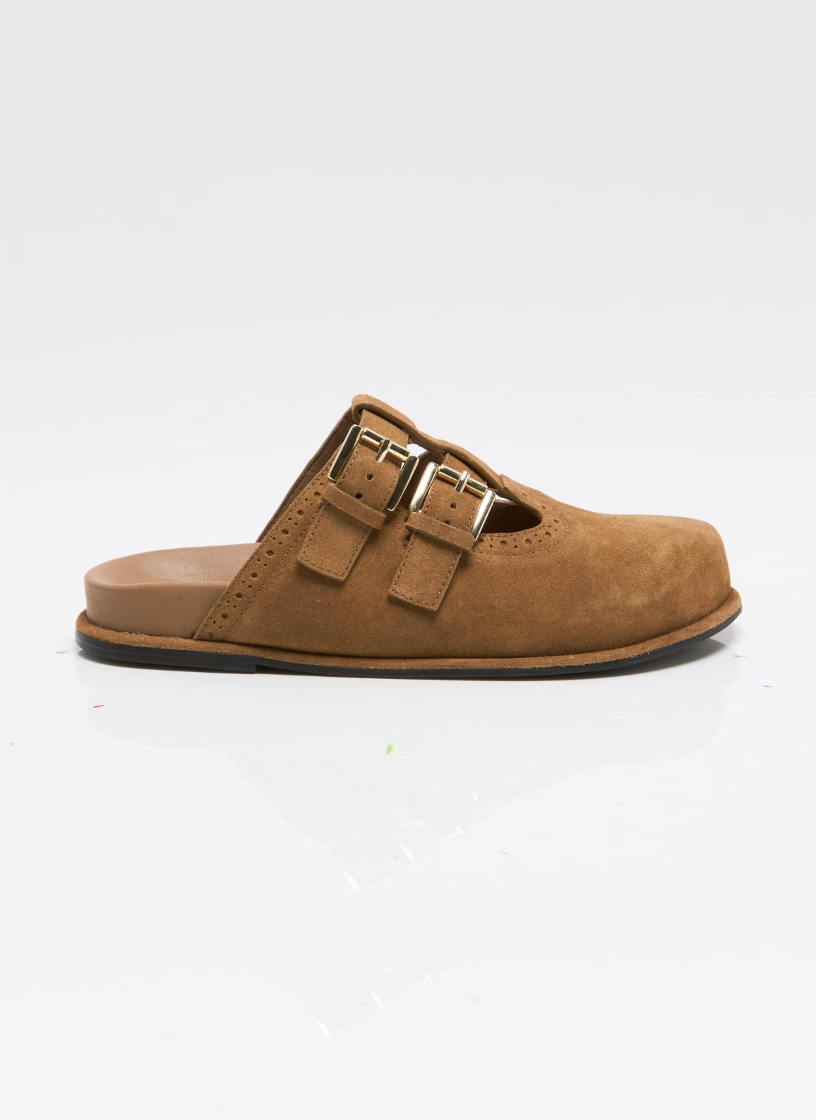 Shoreditch Buckle Mule | Camel Suede