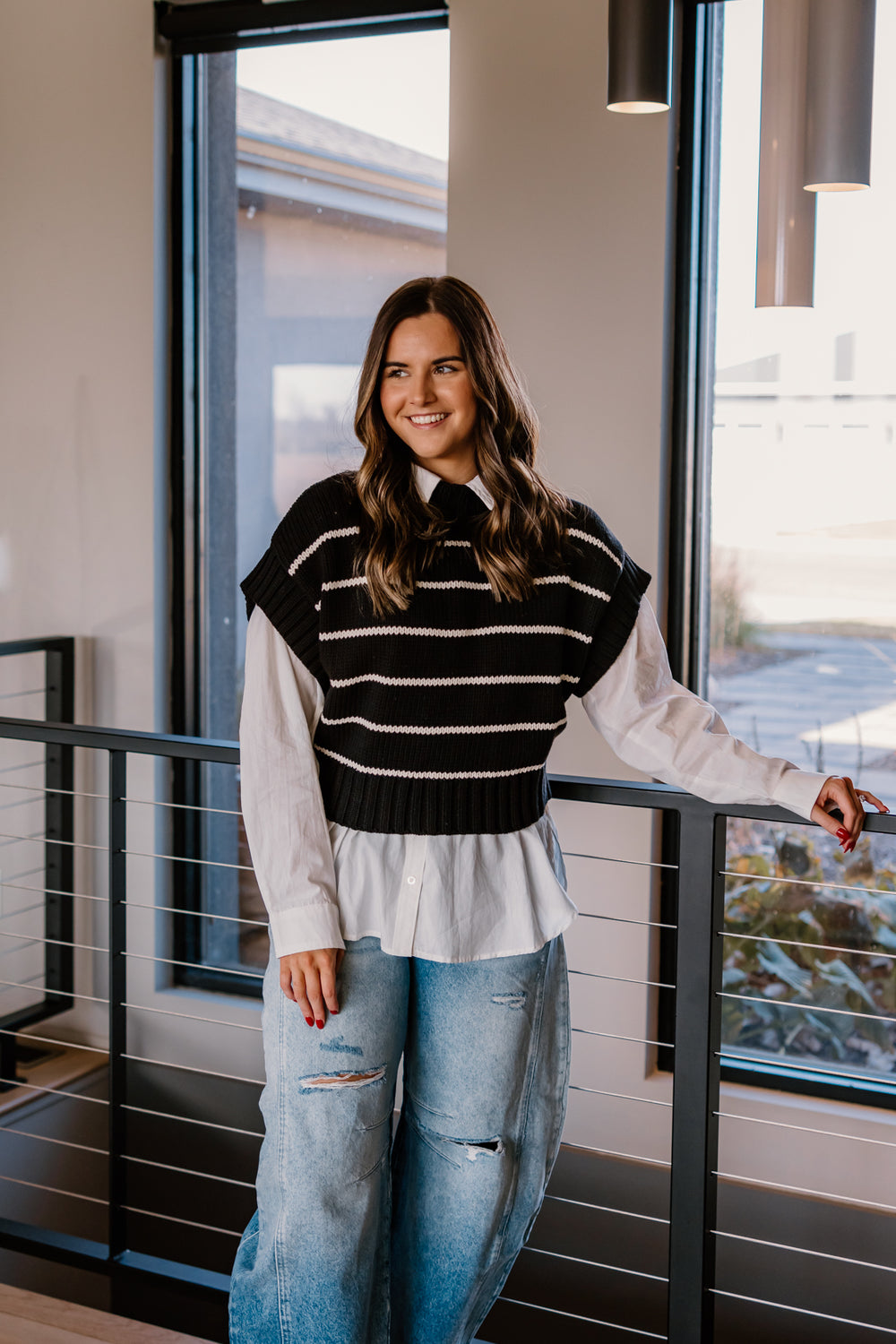 Womens Striped Sweater Top