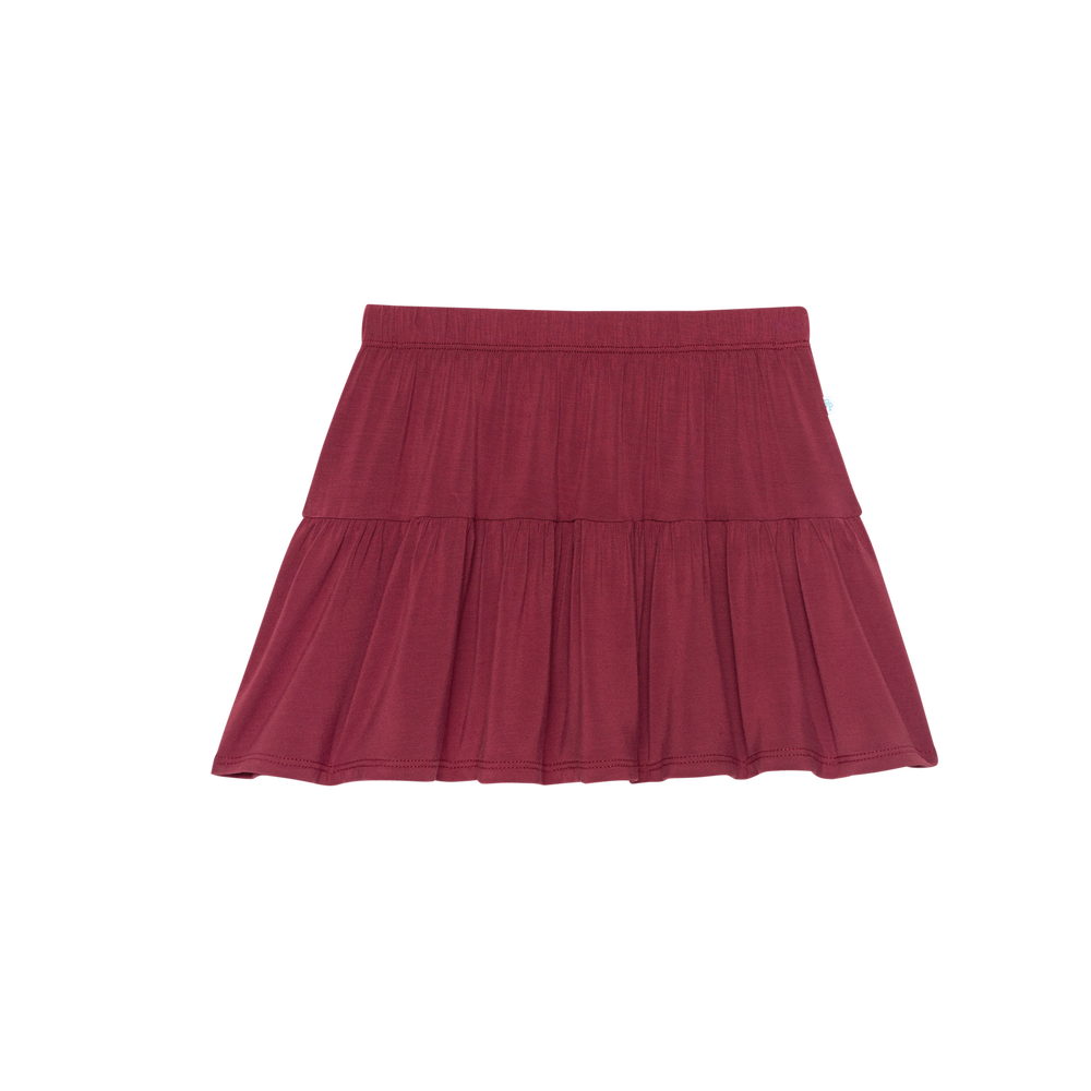 Posh Peanut Tiered Ruffle Skirt | Burgundy Rose