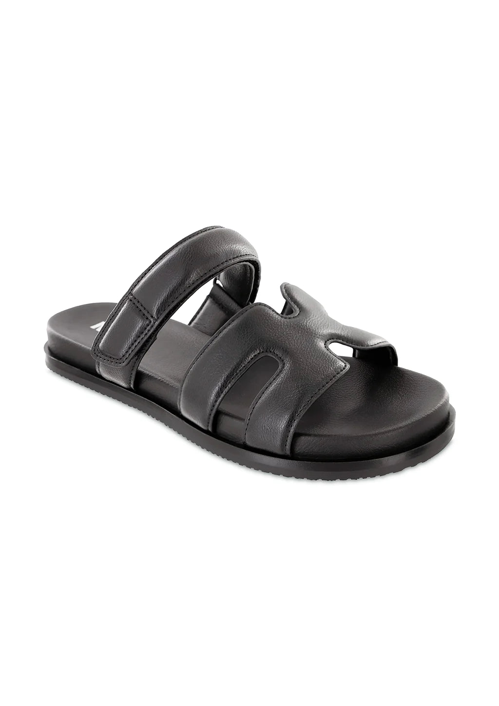 Venezia Velcro Strap Sandal | Black Tumble