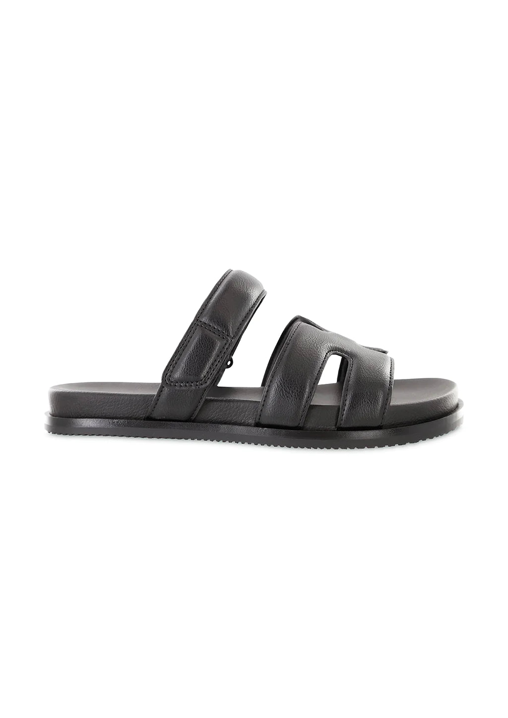 Venezia Velcro Strap Sandal | Black Tumble