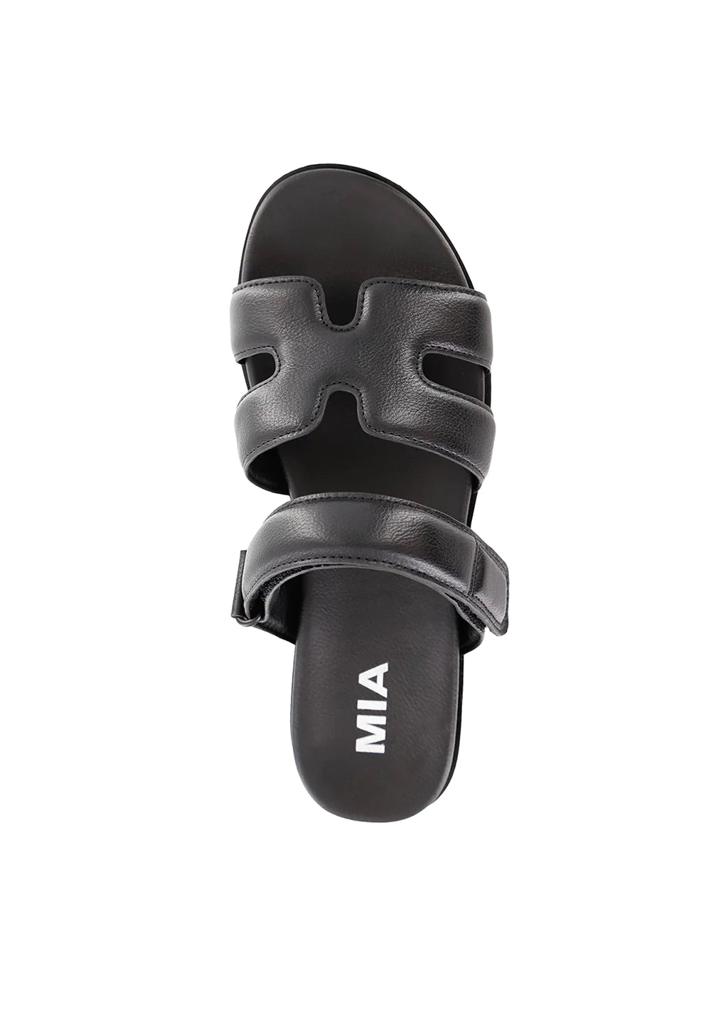 Venezia Velcro Strap Sandal | Black Tumble