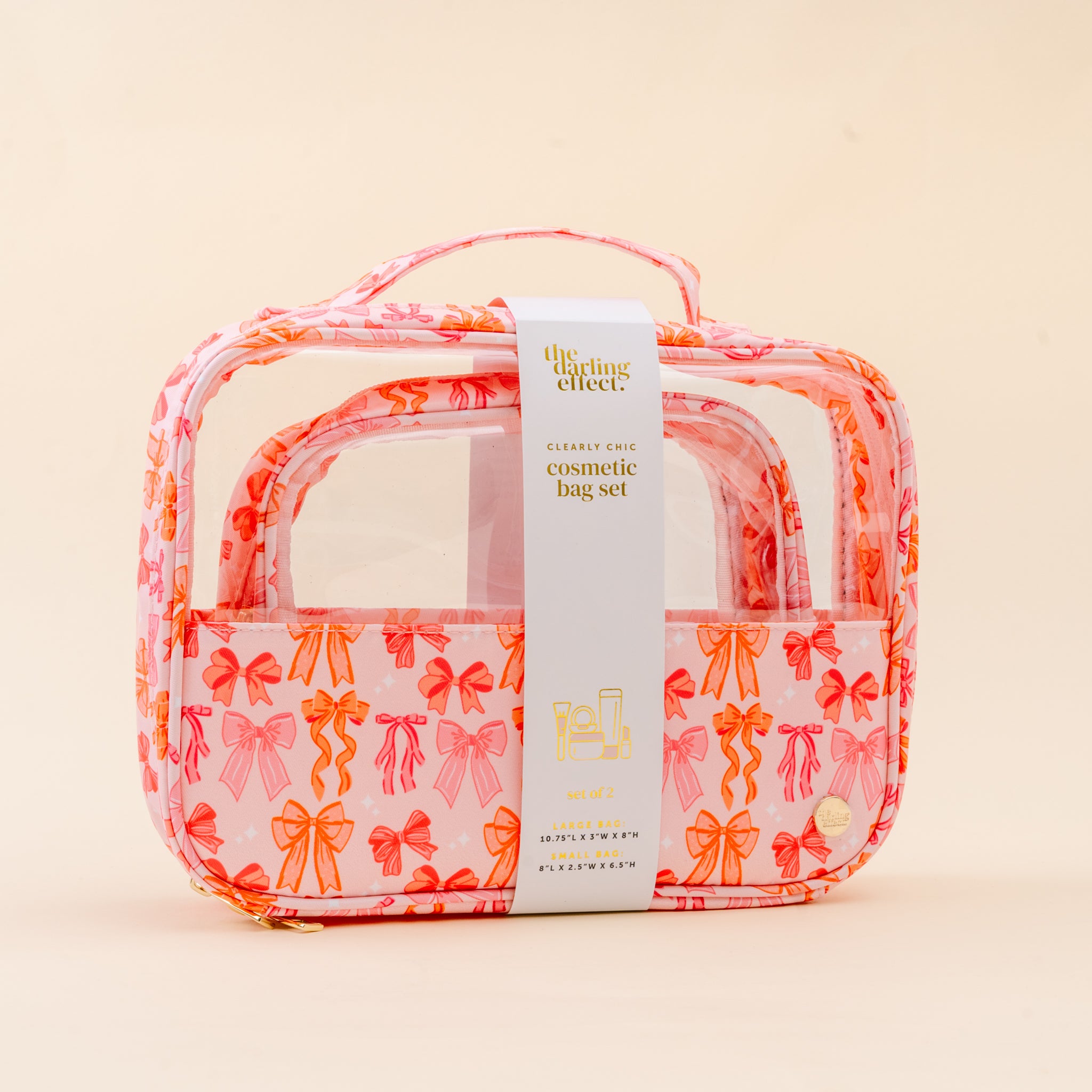Clearly Chic Cosmetic Bag Set | Blushing Bows